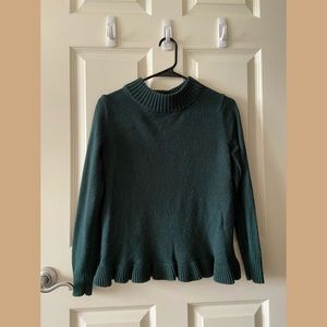 Green High Neck Sweater w/ Ruffle bottom